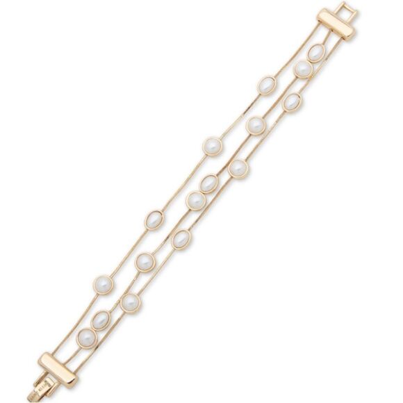 NWT Anne Klein Stone Station Triple-Row Flex Bracelet - Picture 1 of 5